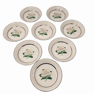 🇺🇸 Governor's Mansion Vogue Ceramic Industries Rose Plates 5.4" – Set of 8